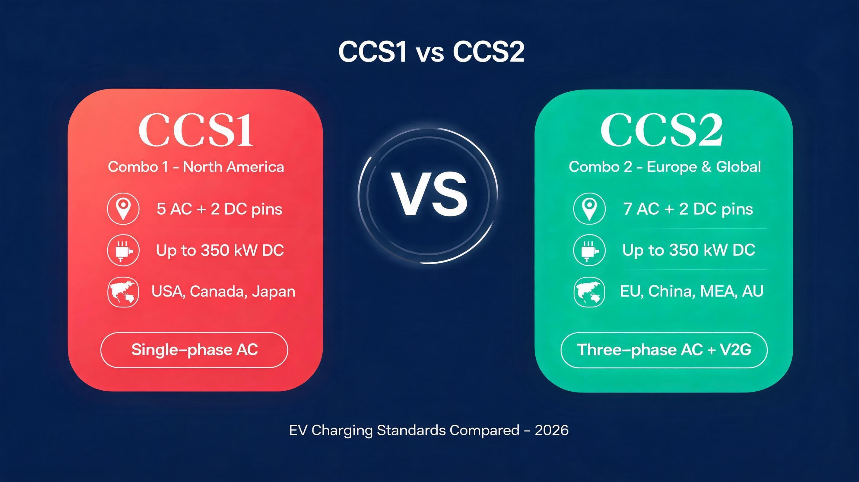 CCS1 vs CCS2: Complete Guide for EV Charger Sourcing (2026)